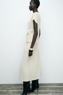 ZARA МЯГКИЙ ТОП С УЗЛОМ, ЭКРЮ