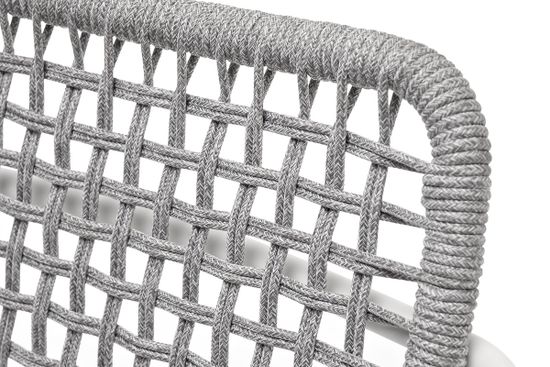 "Тунис" стул плетеный из роупа, каркас алюминий белый, роуп светло-серый