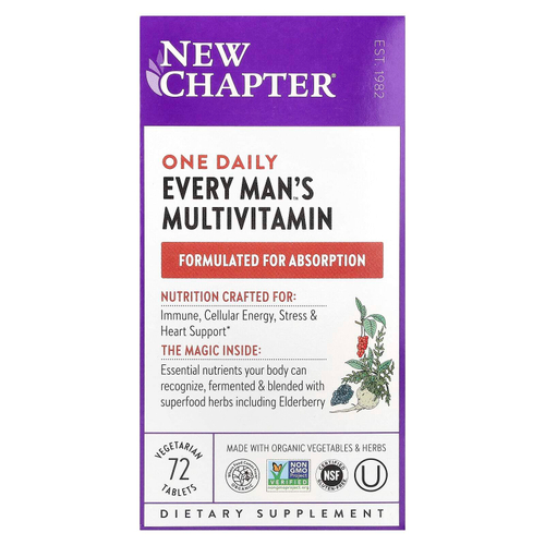 New Chapter, Мультивитамины для мужчин One Daily, 72 вегетарианские таблетки