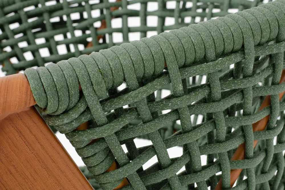 "Амстердам" стул плетеный из роупа, каркас алюминий, роуп зеленый круглый