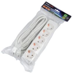 S-GCU5-5 WHITE Удлинитель серии Ultra. шнур 5м.. 5 гнезд. 16A. с-з. Белый. TM Uniel