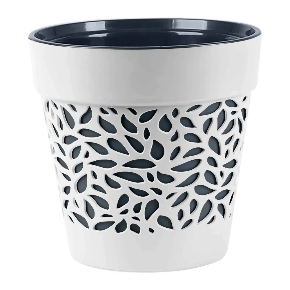 Кашпо для цветов пластиковое 3,5л d-16,8см «Блоссом» Белый/Антрацит