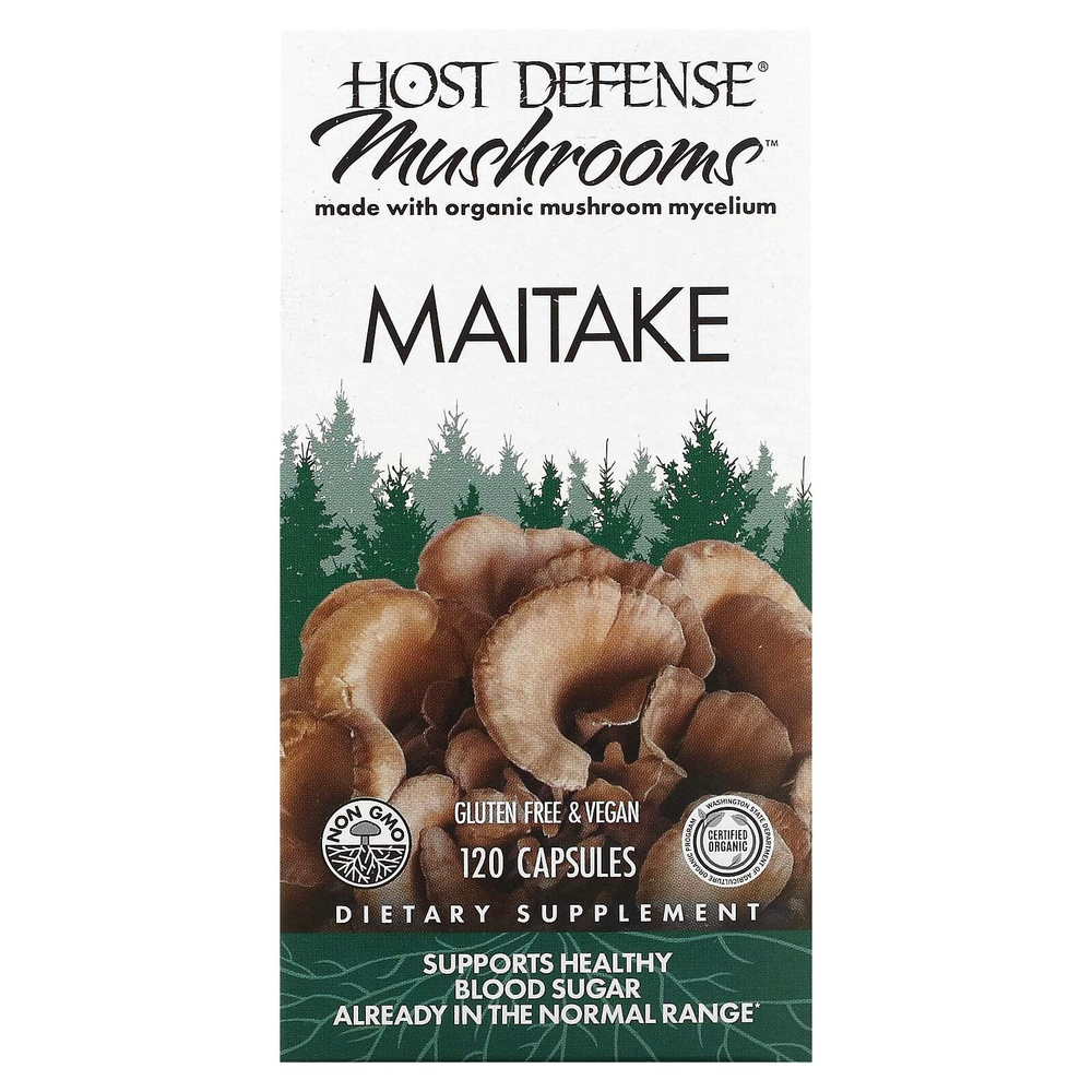 Host Defense, Грибы, майтаке, 120 капсул (0,5 г в капсуле)