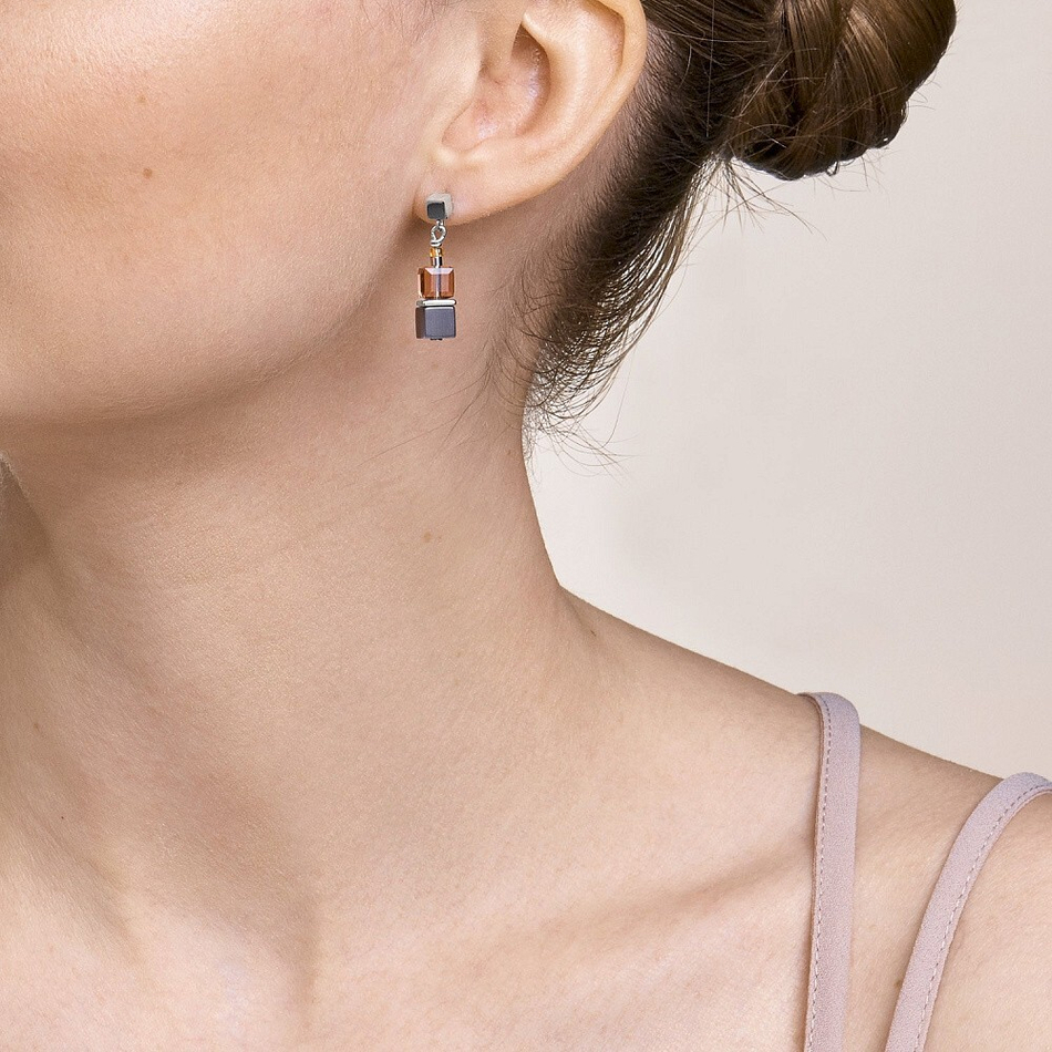 Серьги Coeur de Lion Blue-Turquoise-Peach 5022/21-0751 цвет серый, розовый