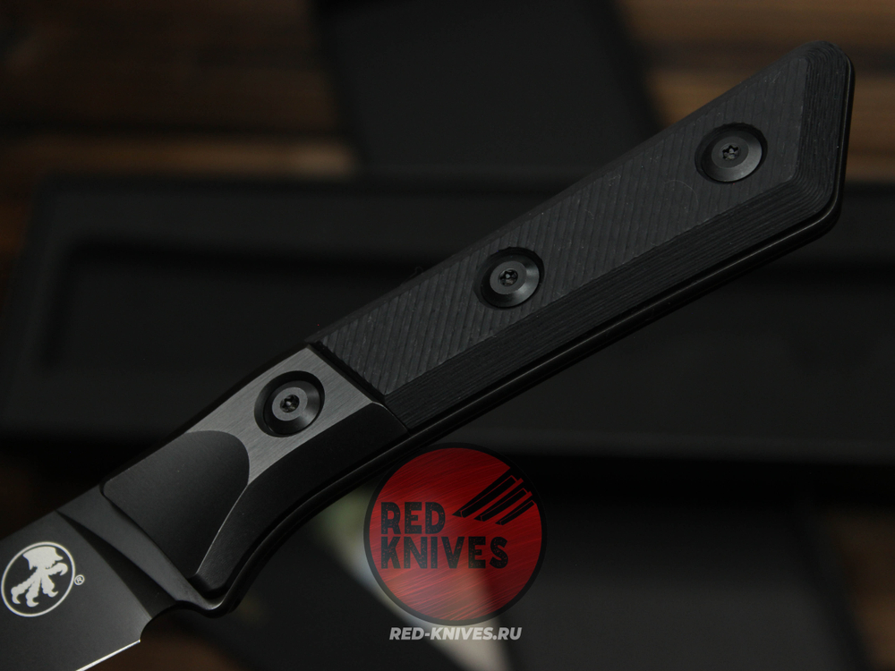 Кухонный нож Microtech Boning кастом - клинок DLC, больстеры титан, рук. G10