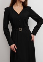 Платье со складками, черное