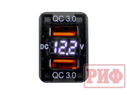 Розетка USB 2 QC 3.0 с вольтметром для Toyota 32x20
