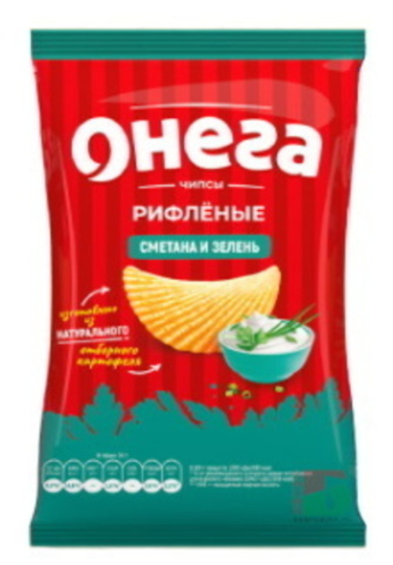 Чипсы "Онега" 75г. Рифленые со вкусом сметаны с зеленью