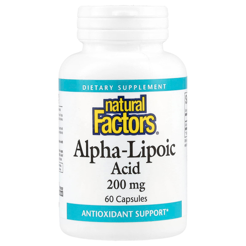 Natural Factors, Альфа-липоевая кислота, 200 мг, 60 капсул