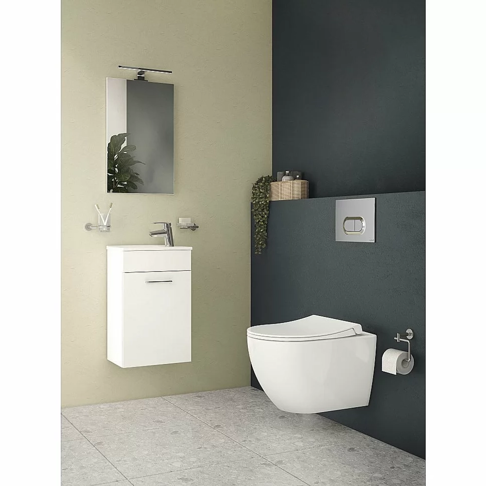 Унитаз Vitra Mia Round 9873B003-7201 безободковый с инсталляцией, с крышкой микролифт, кнопка хром