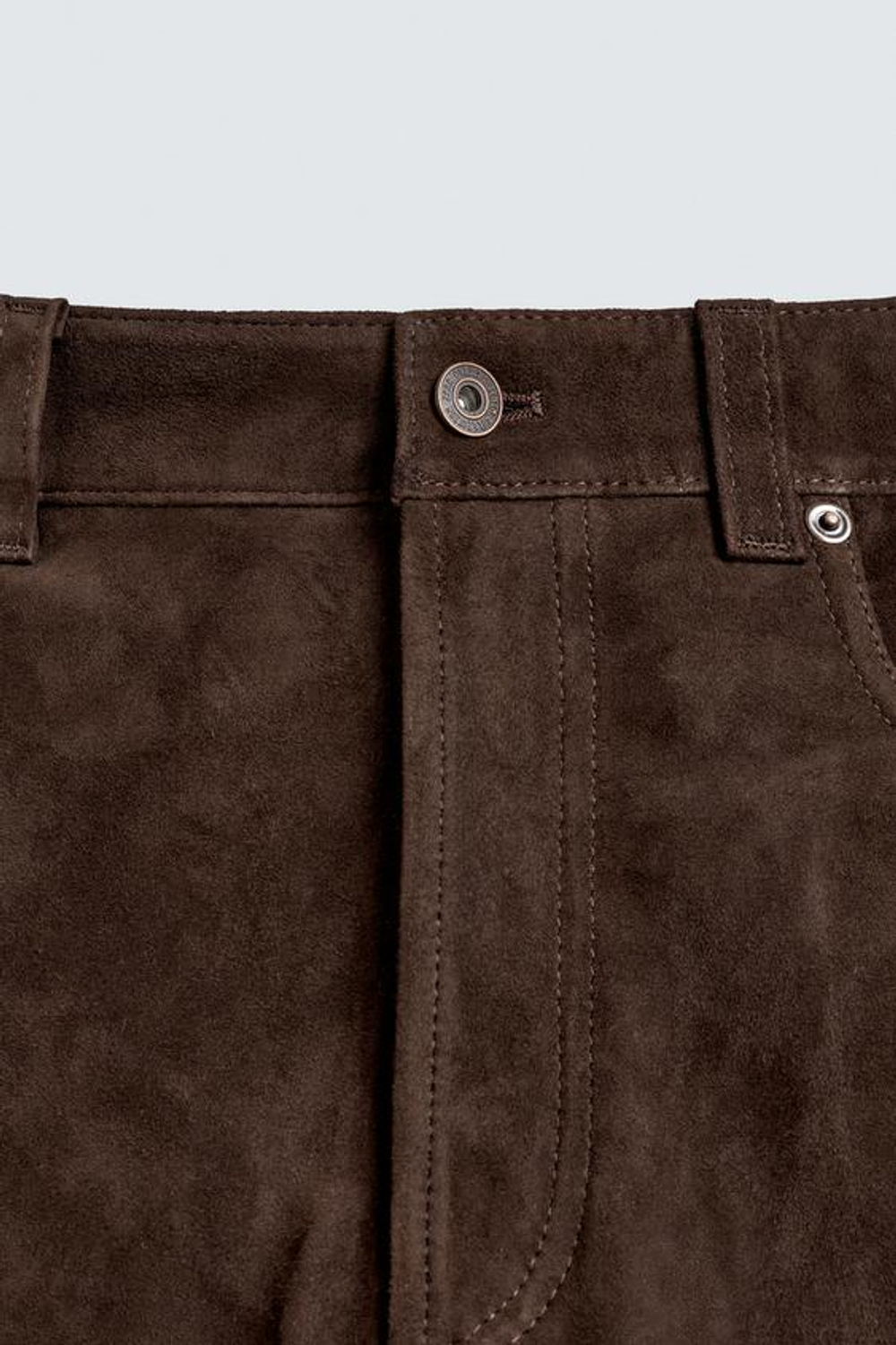 ZARA ПРЯМЫЕ БРЮКИ ИЗ ЗАМШИ, ТЕМНО-КОРИЧНЕВЫЙ