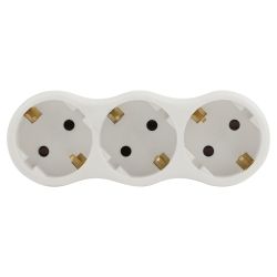 Разветвитель электрический ЭРА SPx-3e-W на 3 розетки с заземлением 16А белый