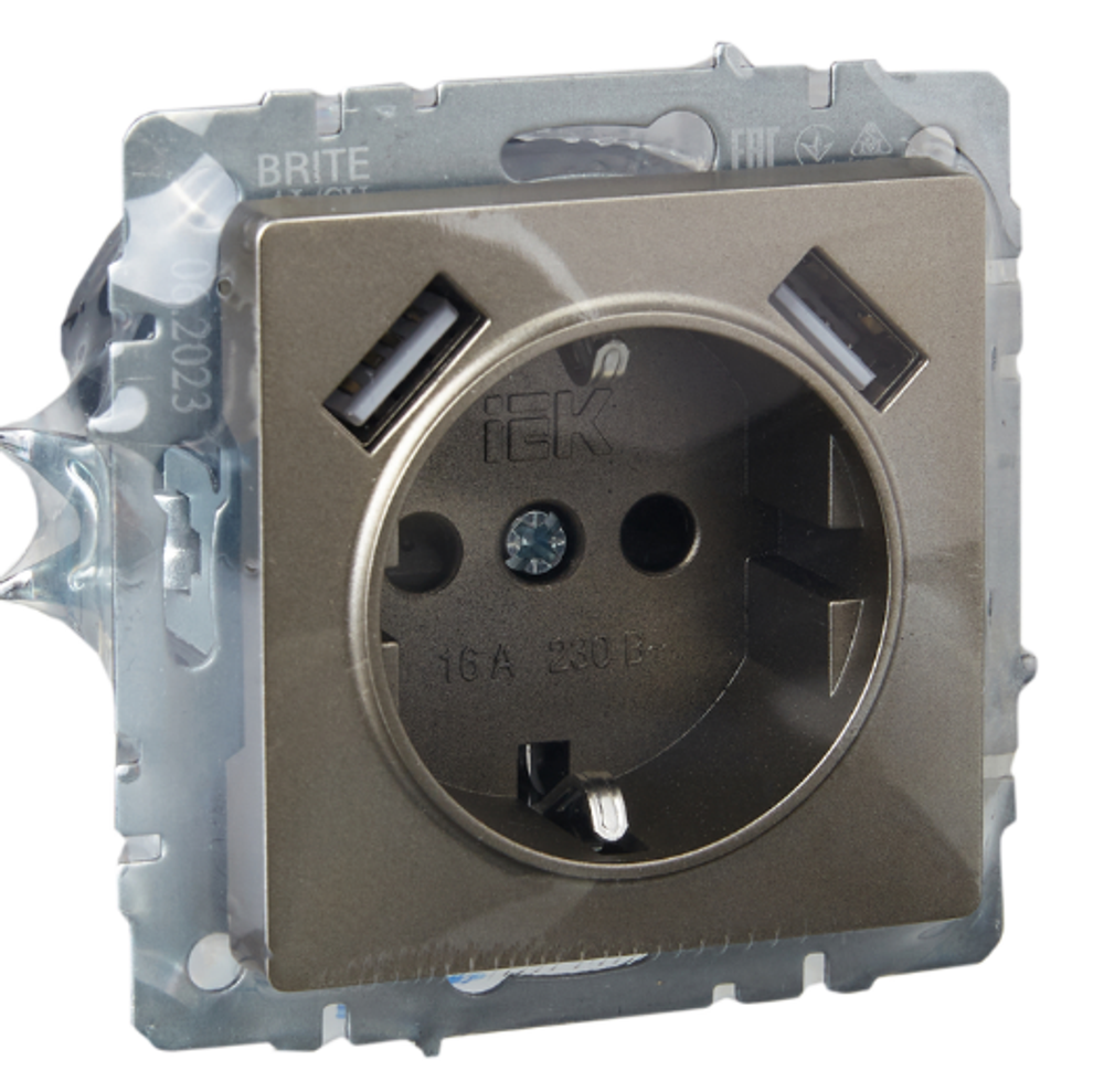 Розетка с заземлением  IEK BR-R14-16-U21-D31-K37
