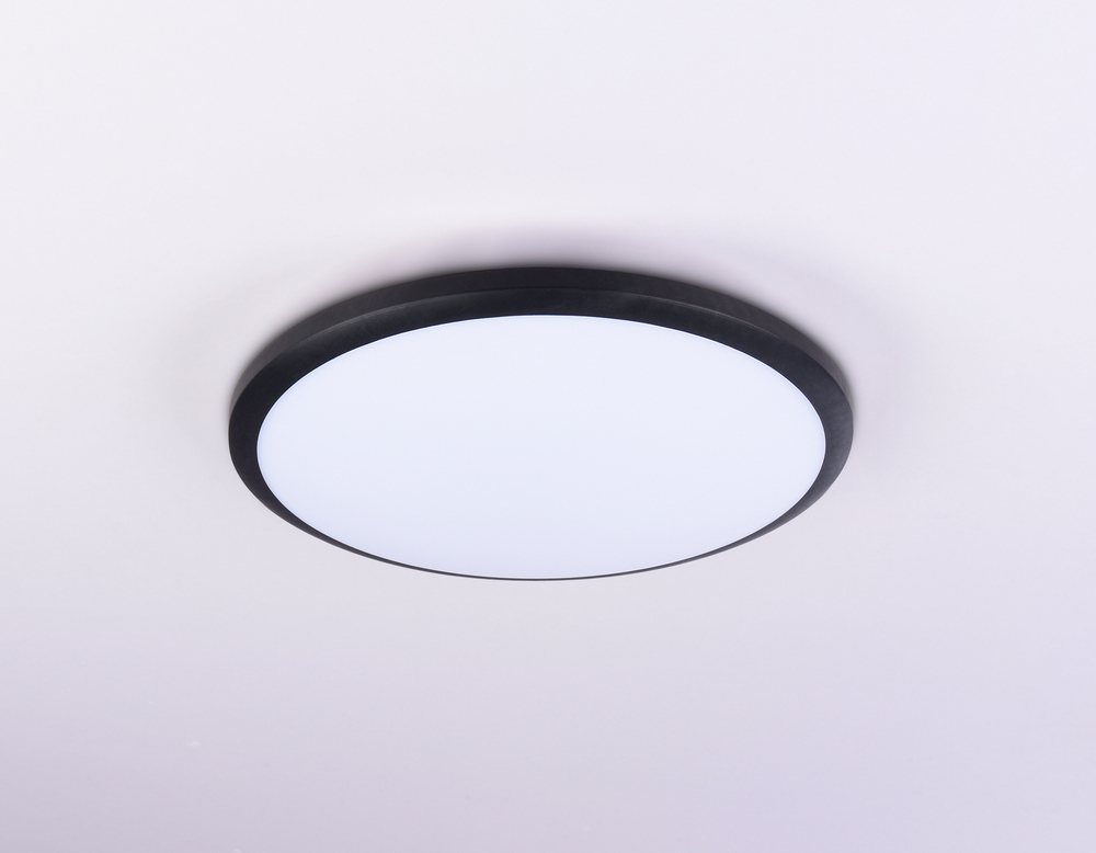Потолочный светодиодный светильник FZ1233 BK черный IP44 22W 6400К D260*55 (Без ПДУ)