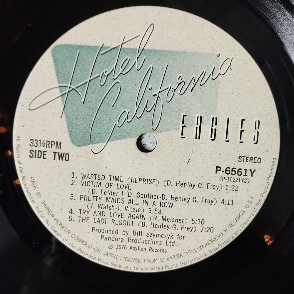 Винтажная виниловая пластинка LP Eagles Hotel California (Japan 1981) (Green Obi) Victim Of Love