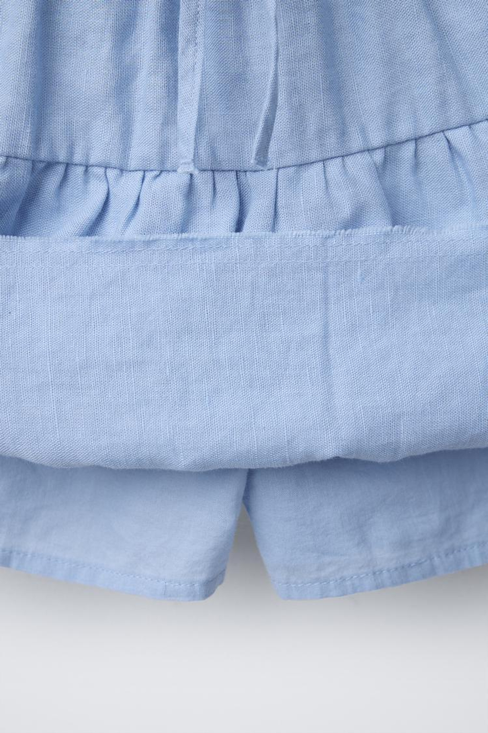 ZARA ЮБКА-ШОРТЫ ИЗ СМЕСОВОГО ЛЬНА С ВОЛАНАМИ, СИНИЙ