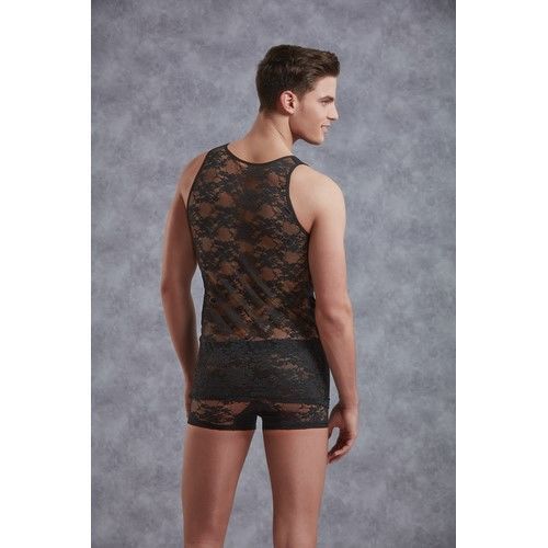 Мужские майка черная с кружевным узором на спине Doreanse 2352 Мужские майка черная с кружевным узором на спине Doreanse 2352