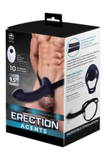 Черный полый страпон с вибрацией Erection Agents - 24,1 см. (Цвет: черный)