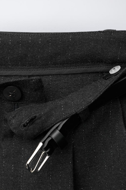 ZARA БРЮКИ WIDE LEG В ТОНКУЮ ПОЛОСКУ С БЛЕСКОМ, АНТРАЦИТОВО-СЕРЫЙ