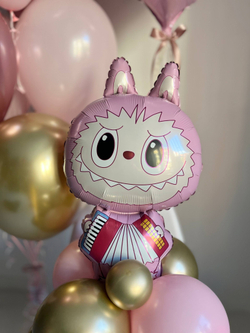 Воздушные шары Лабубу/Эльф розовый/золото №3637