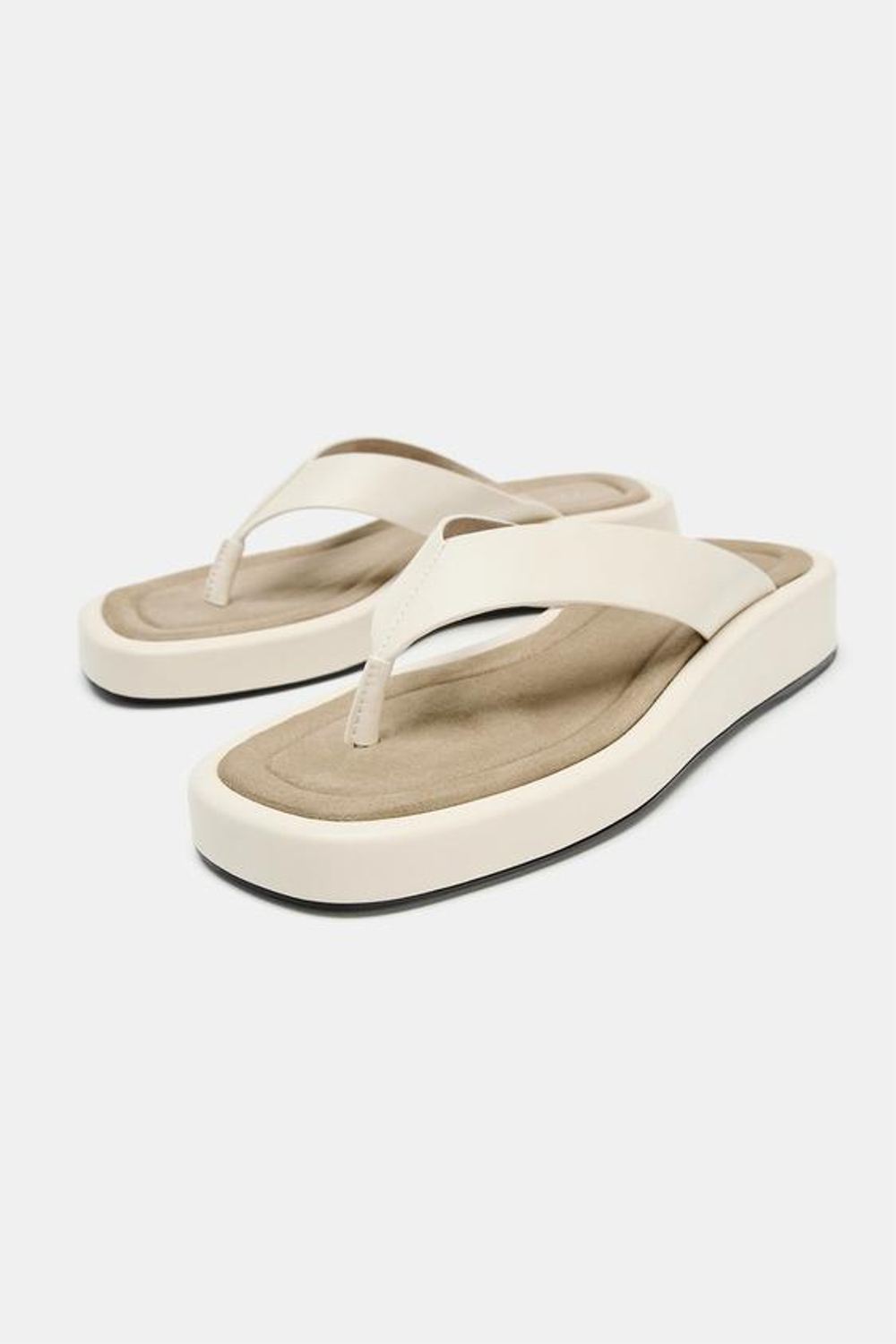 ZARA БОСОНОЖКИ НА ПЛАТФОРМЕ, БЕЛЫЙ
