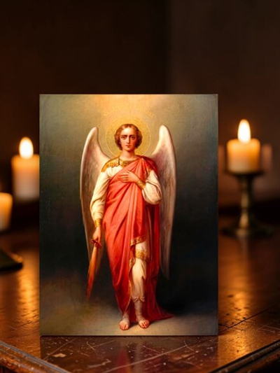 Архангел Михаил деревянная икона на левкасе