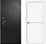 Входная дверь  Терма классика IN серый муар/ белый матовый/черный молдинг