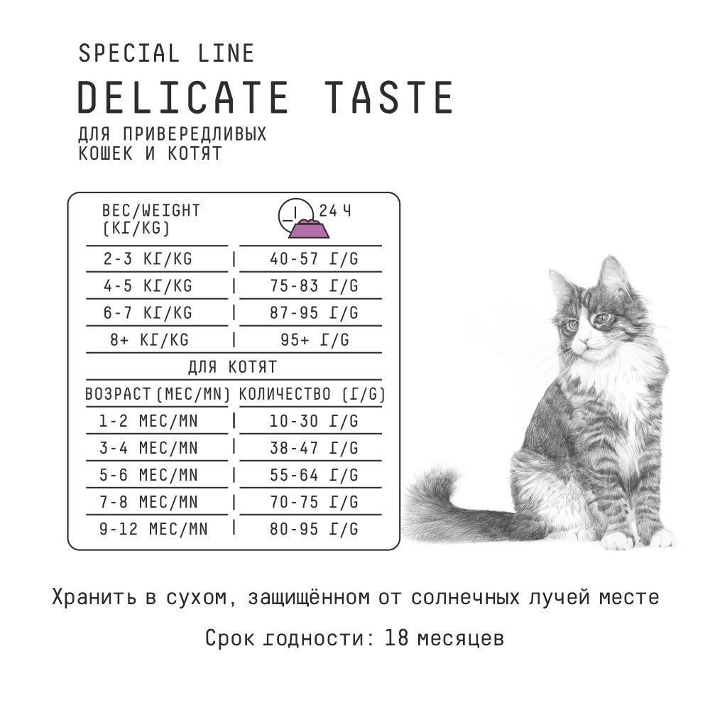 AJO Delicate Taste полнорационный корм для привередливых кошек и котят Индейка, 400 г.
