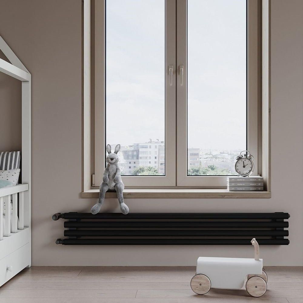 Радиатор трубчатый Guardo Torre 4D-1500-04 BK-GOR R9005(M) черный матовый