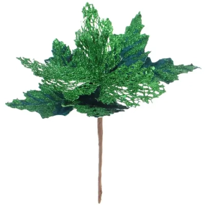 Украшение новогоднее «Пуансеттия - Блеск» 15 см, Изумруд