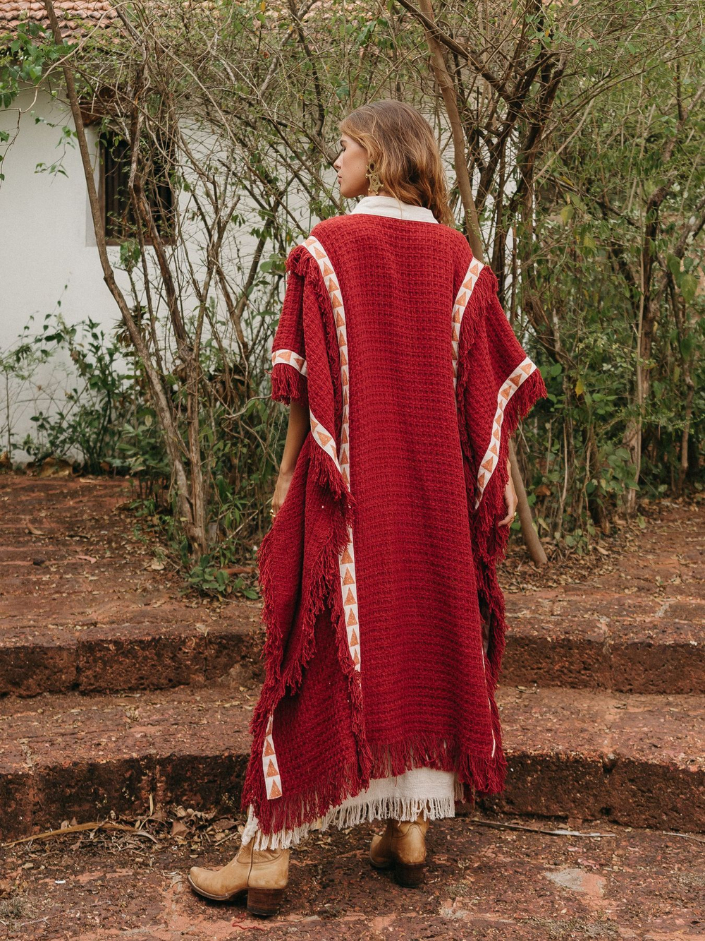 Berber пальто-пончо (красная охра)