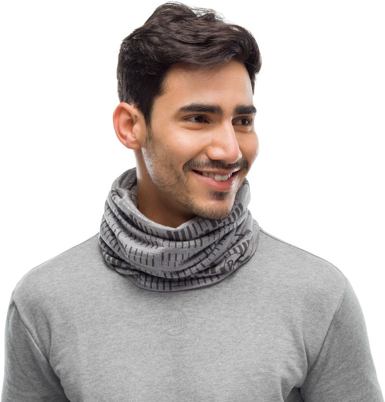 Тонкий шерстяной шарф-труба Buff Wool lightweight Relay Light Grey Фото 2