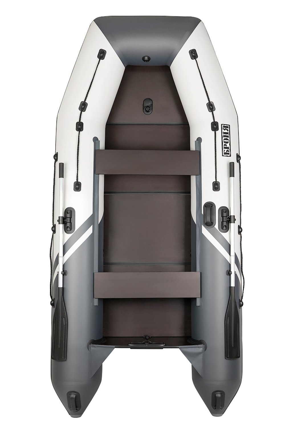 Броня-320 СК слань+киль белый-серый (Лодка ПВХ под мотор с усилением)