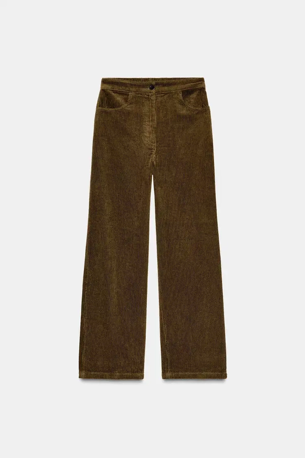 ZARA ВЕЛЬВЕТОВЫЕ БРЮКИ WIDE LEG — ZW COLLECTION, ОЛИВКОВЫЙ