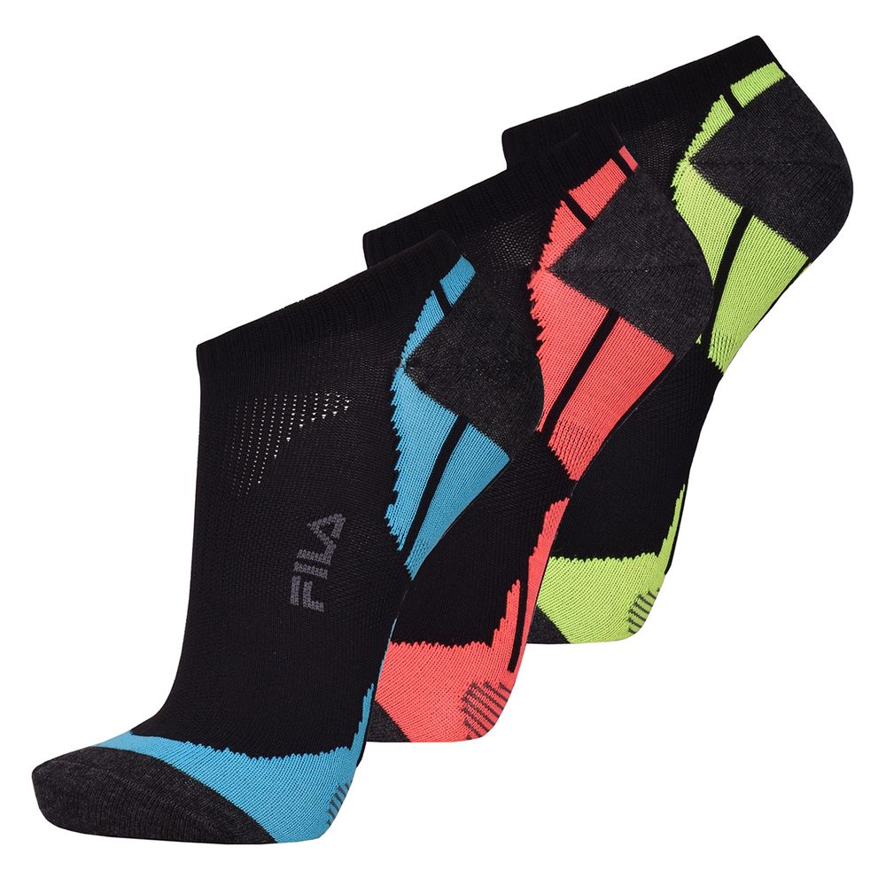 Теннисные носки Fila Calza Invisible Socks 3P - shock black/разноцветный