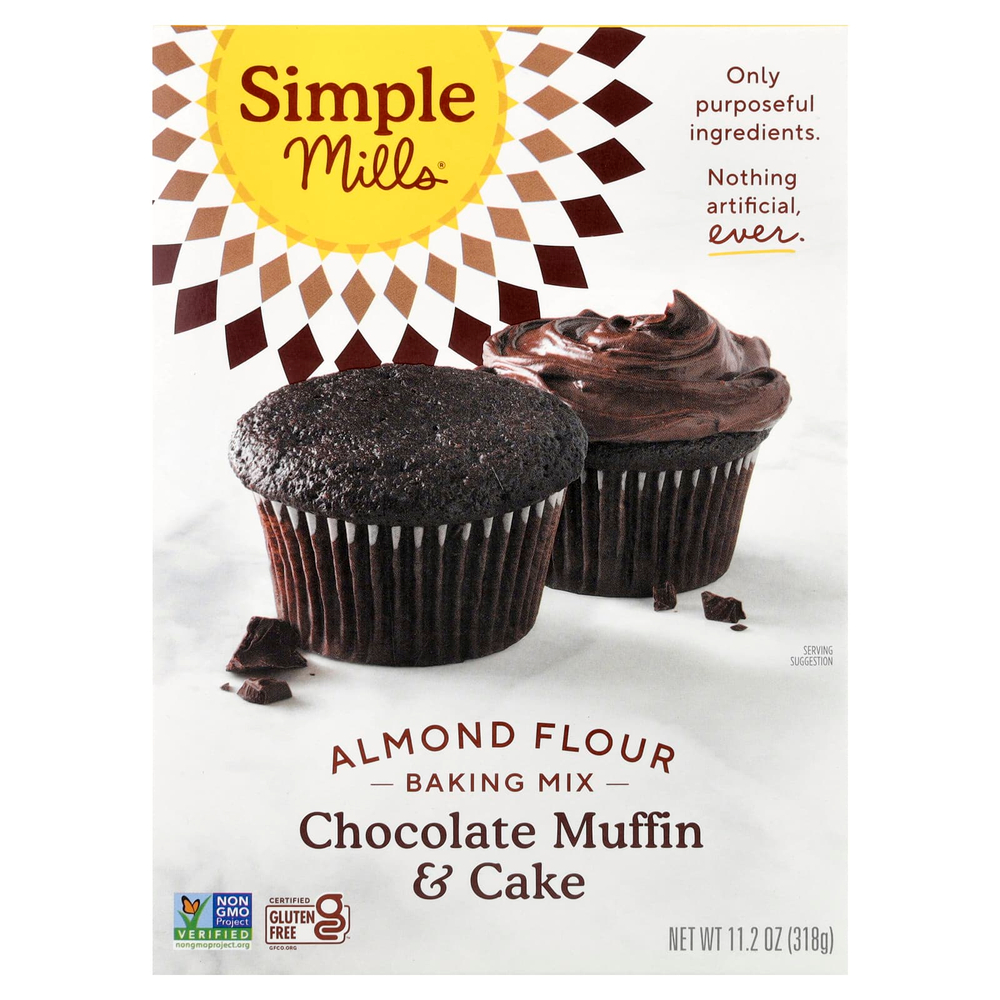 Simple Mills, смесь для выпечки шоколадных кексов и коржа из миндальной муки, 318 г (11,2 унции)