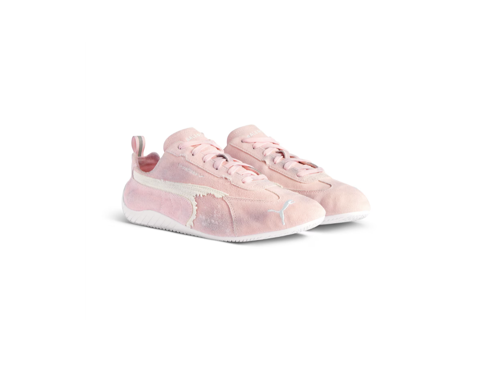 Кроссовки Balenciaga x Puma Speedcat Suede Pink/White из замши
