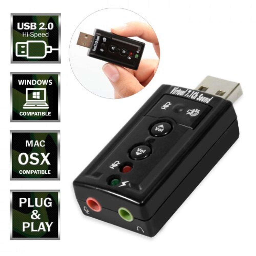 Внешняя звуковая карта ENERGY POWER USB 7.1 на блистере