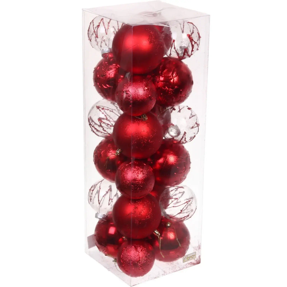 Набор шаров «Wonderful highlights» 8 см + 10 см (24 предмета), Красный