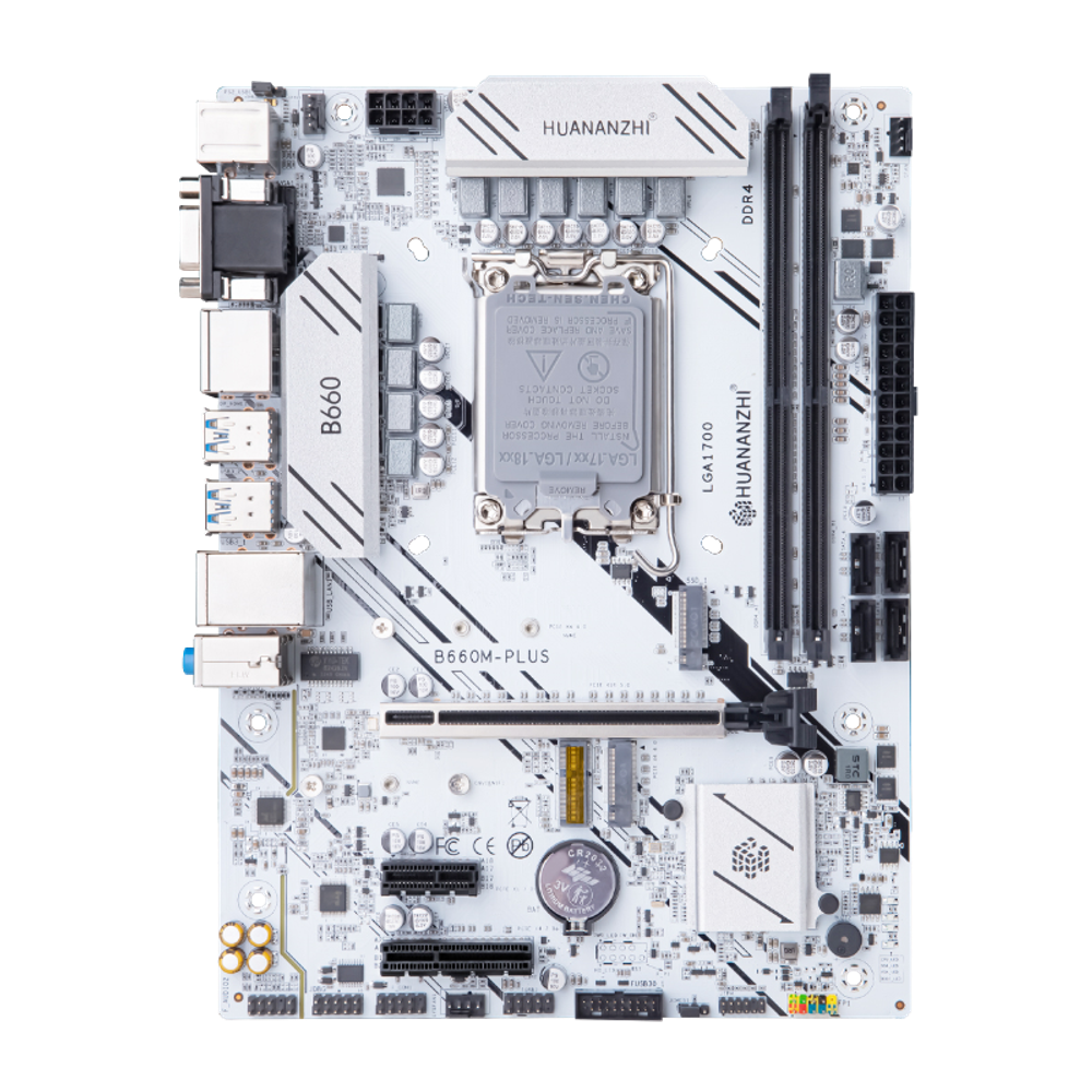 Материнская плата HUANANZHI B660M-PLUS, Socket1700, mATX, Retail, 2xDDR4, PCIe5.0, 2xM.2, 2.5GLAN, M.2 WiFi, PS2, 4xUSB2, 6xUSB3, VGA, 2xHDMI, DP (HNZ-B660M-PLUS)