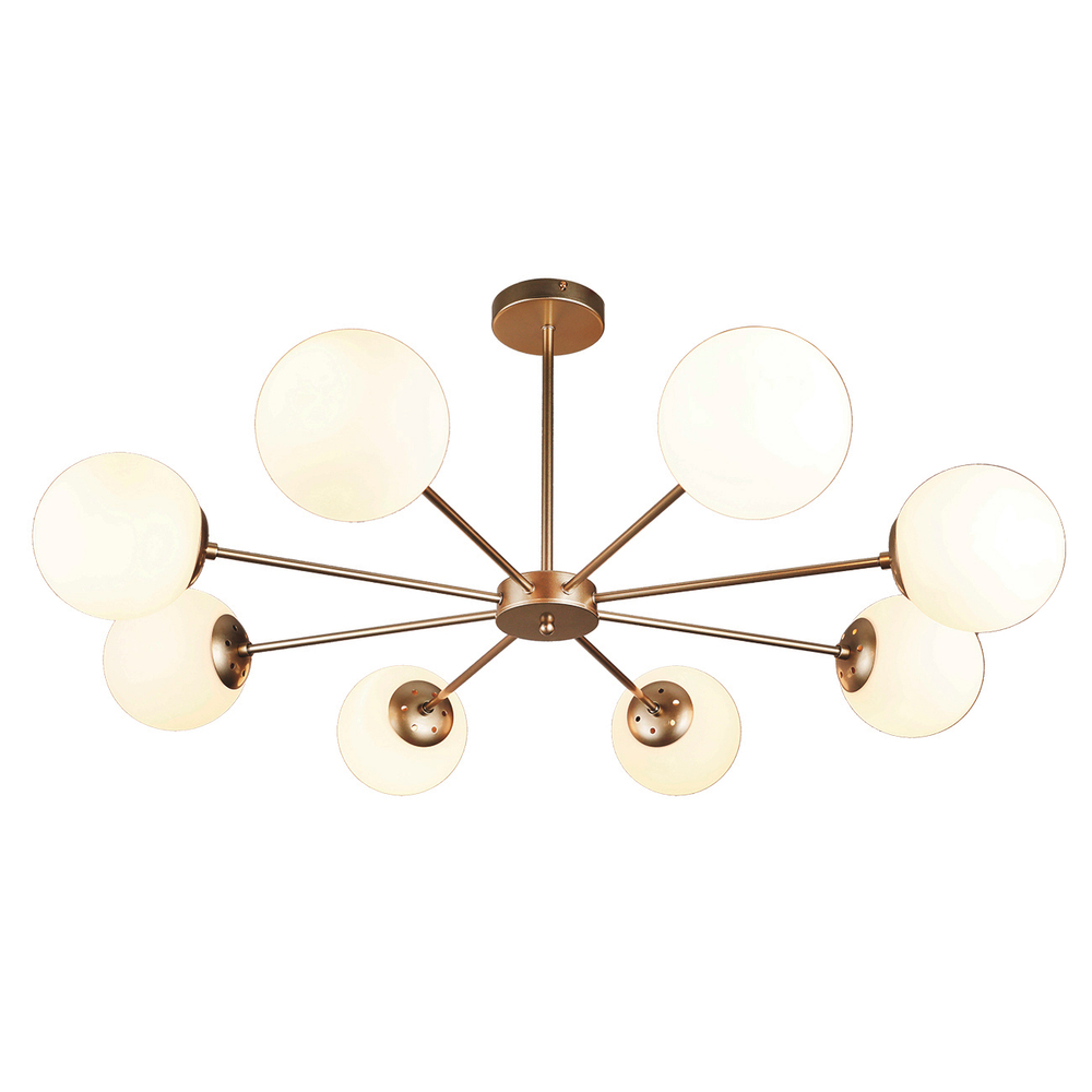 Светильник на штанге 8x40Вт E14, металл/стекло, шампань