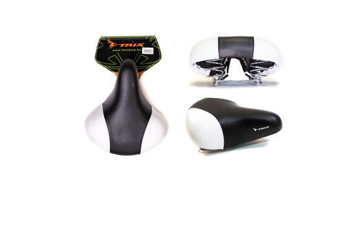 Седло TRIX комфорт 245x210 мм, с замком, пружинное, черно-белое (30)