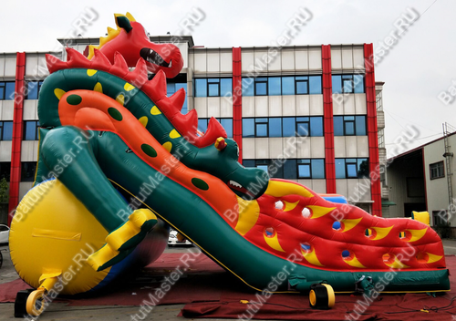 Надувной батут-горка "Трёхглавый змей", 10*5*7 м