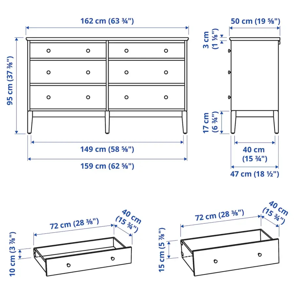 Комод с 6 ящиками - IKEA IDANAS/IDANÄS, 162x95 см, белый ИДАНЭС ИКЕА