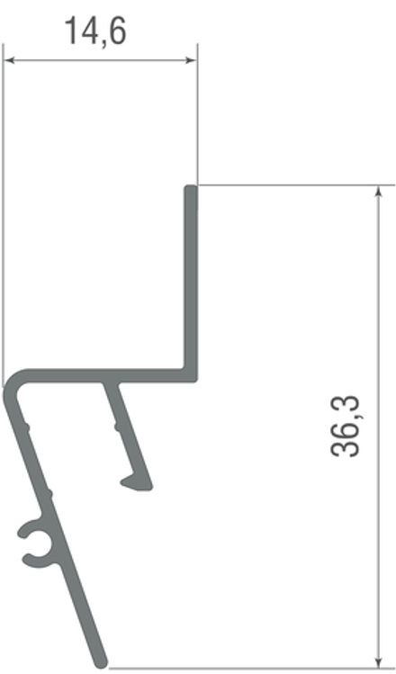 Donel, Алюм. профиль под натяжной потолок с подсветкой, 14,6х36,3х2000мм. Без матового экрана. Серия