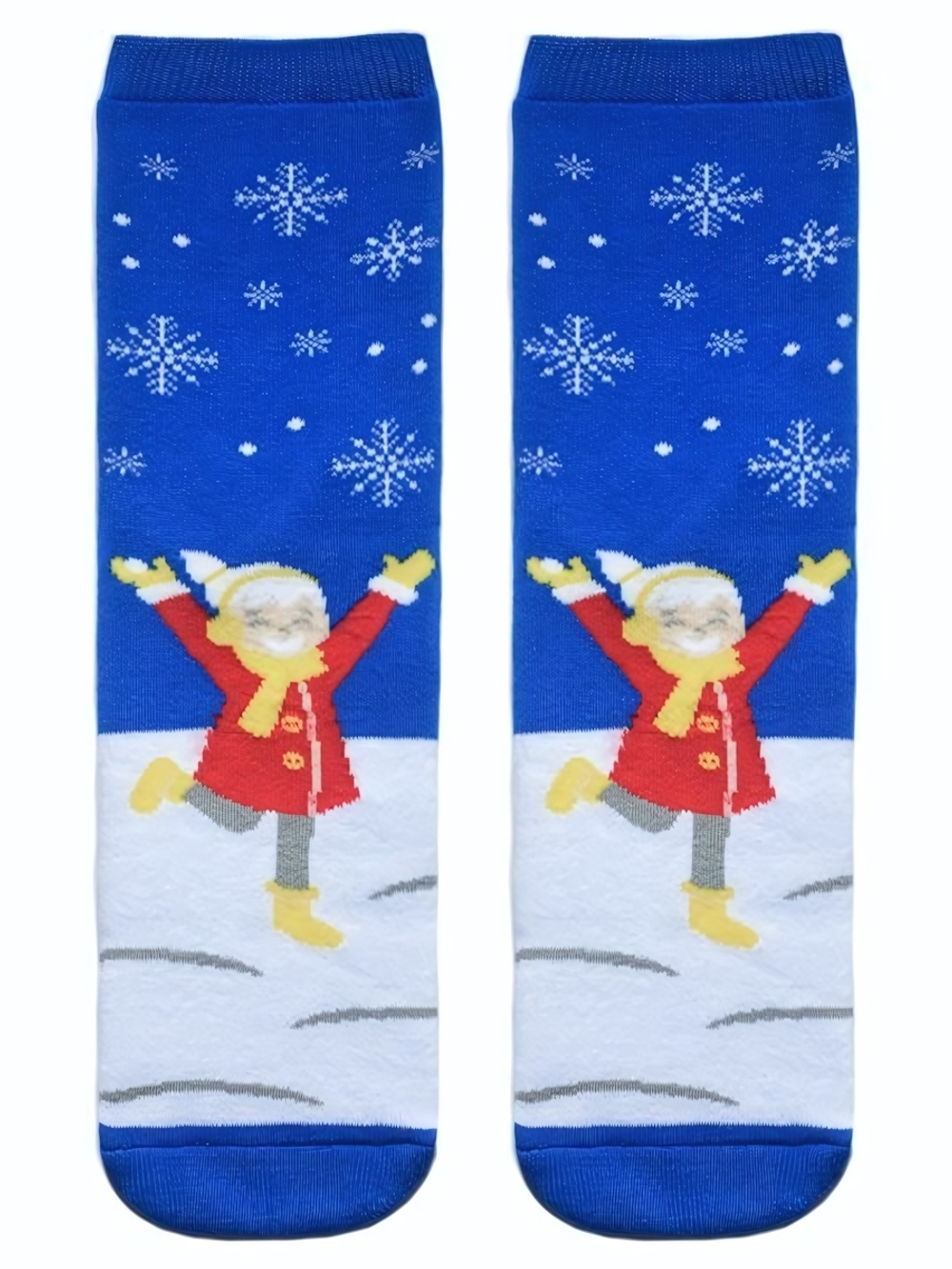 Махровые женские носки с рисунком в виде девочки Лапландия (Размер: 25) (Цвет: синий)
