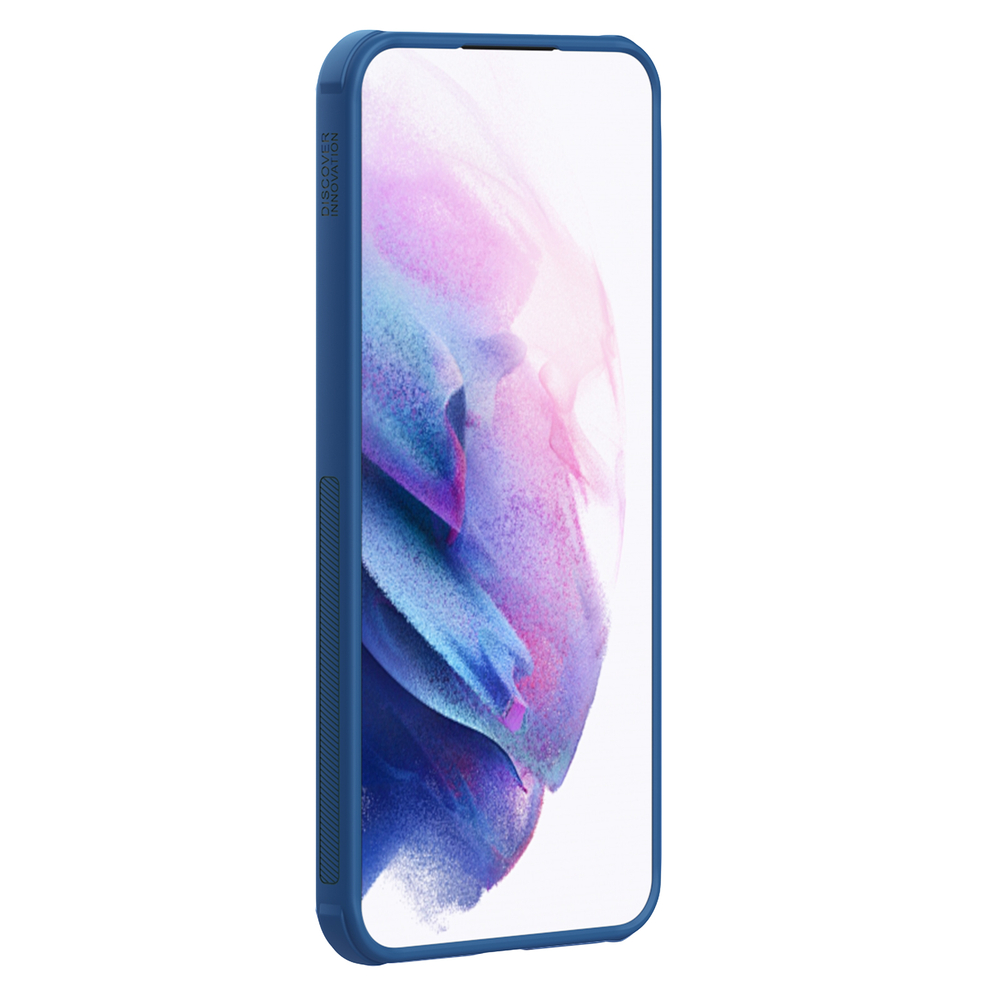 Усиленный двухкомпонентный чехол синего цвета от Nillkin для Samsung Galaxy S24 FE, серия Super Frosted Shield Pro