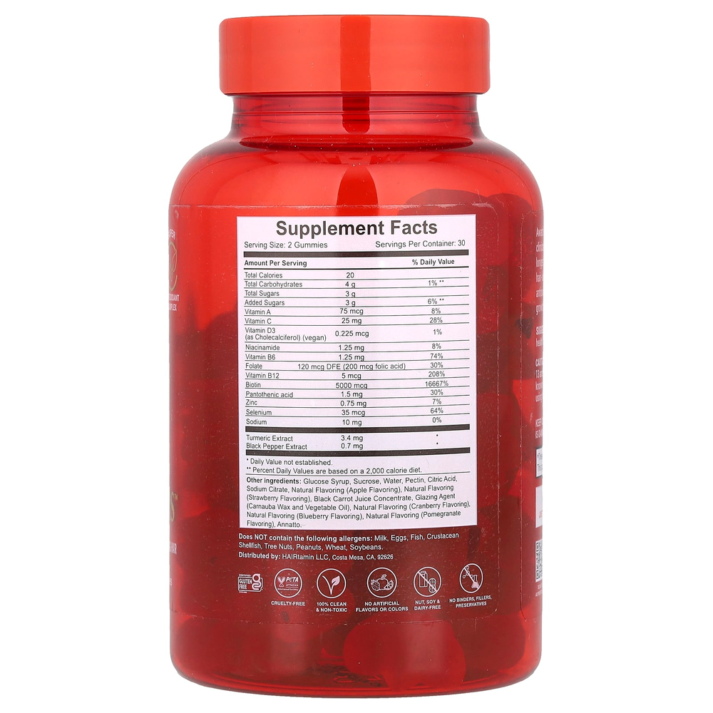 HAIRtamin, Gummy Stars ™, смесь суперфруктов, 60 веганских жевательных мармеладок