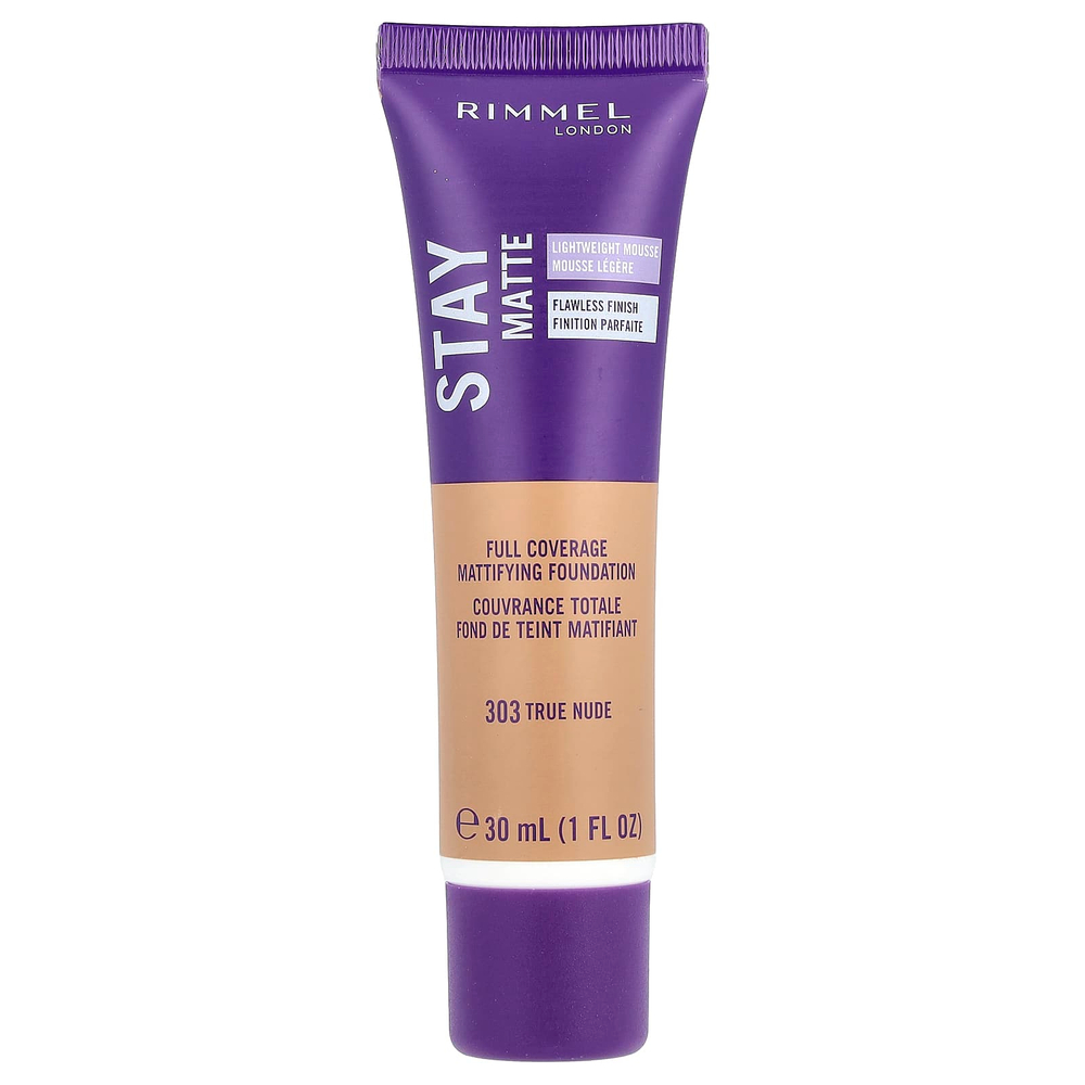 Rimmel London, Stay Matte, матирующая основа для полного покрытия, оттенок 303 True Nude, 30 мл (1 жидк. унц.)