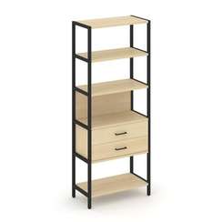 Shelf System Односекционный стеллаж пятиярусный с ящиками SN.STM-512 Акация Лорка/Металл Черный 810*